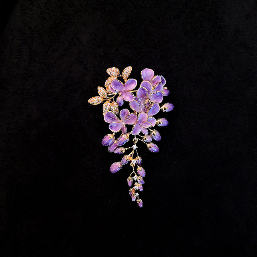 Purple Flower Brooch – Luxury Crystal Floral Statement Pin for Women