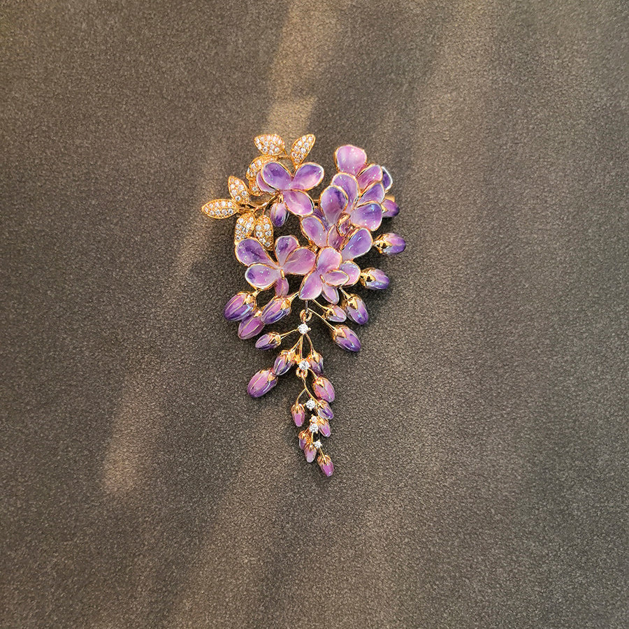 Purple Flower Brooch – Luxury Crystal Floral Statement Pin for Women