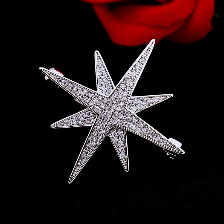 Korean version of high-end micro-inlaid zircon corsage personalized badge fashion suit coat pin female star rice character brooch