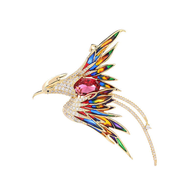 Light luxury high-end Chinese style phoenix brooch women's elegant temperament coat corsage accessories 2022 autumn and winter new clothing