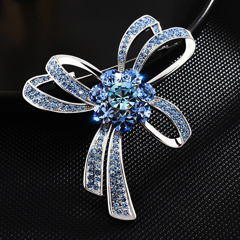 Austrian crystal brooch simple and versatile corsage pin buckle needle with jewelry bow brooch