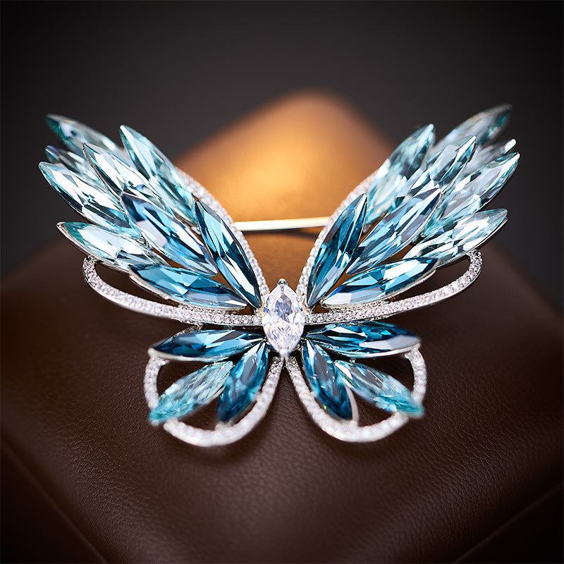 Luxury high-end wheat ear crystal brooch high-end elegance gradual change color snowflake pin gift commemorative coat corsage