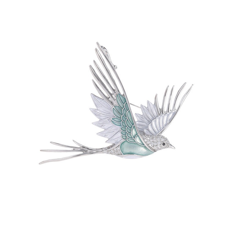 National style enamel brooch painted bird high-end exquisite pin buckle niche design coat versatile pin women
