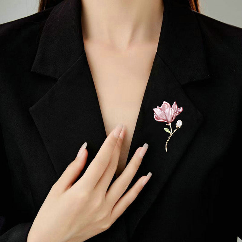 Chinese style elegant delicate magnolia brooch high-end women's new fashion temperament pin high-end brooch accessories