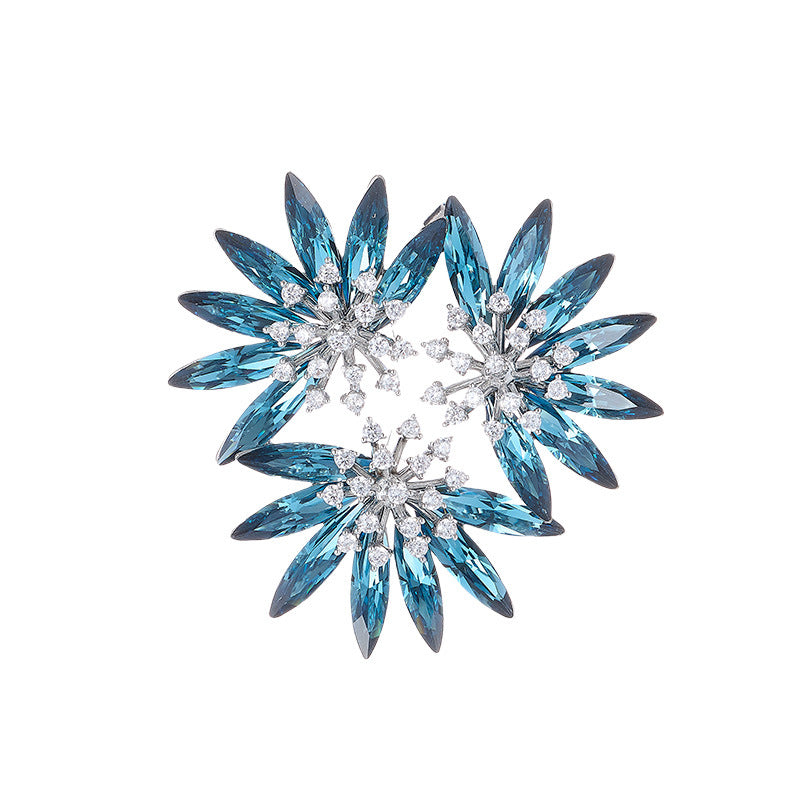 Luxury high-end wheat ear crystal brooch high-end elegance gradual change color snowflake pin gift commemorative coat corsage