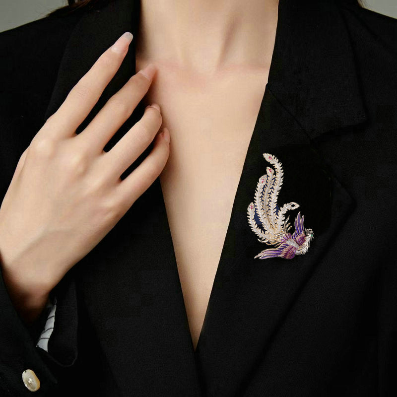Vintage Chinese style dress cheongsam accessories corsage women's autumn and winter coat coat decoration luxury high-end phoenix brooch