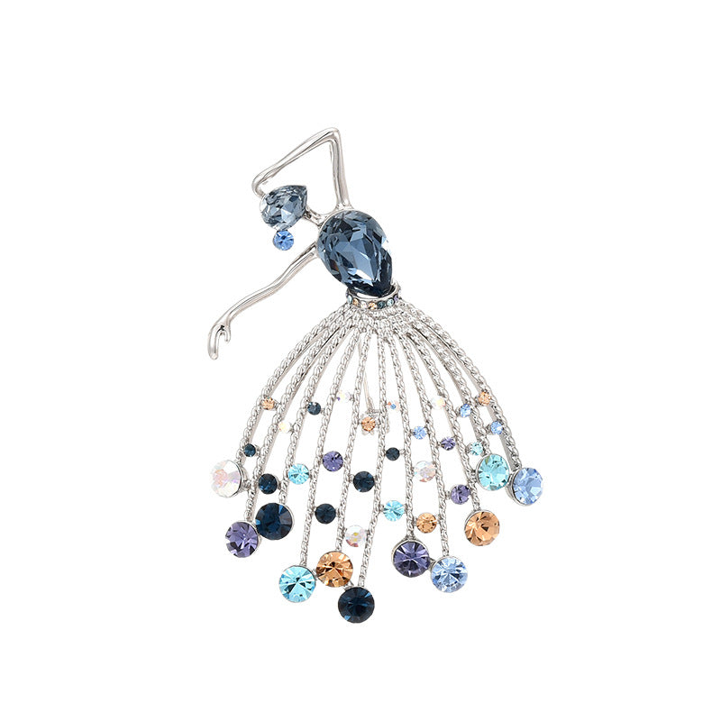 New design sense, elegant temperament, exquisite luxury, sweet and fresh dancer brooch, anti-light accessories, one piece of hair generation