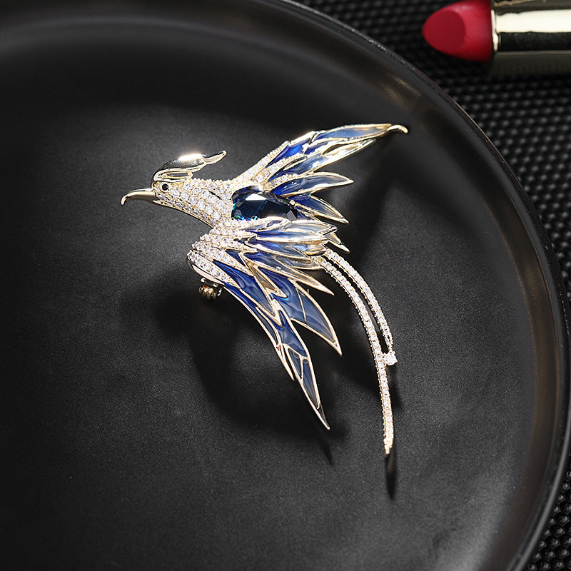 Light luxury high-end Chinese style phoenix brooch women's elegant temperament coat corsage accessories 2022 autumn and winter new clothing