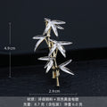 Chinese style bamboo brooch women's high-end sense men's two-color real gold electroplating high-end brooch pin niche accessories