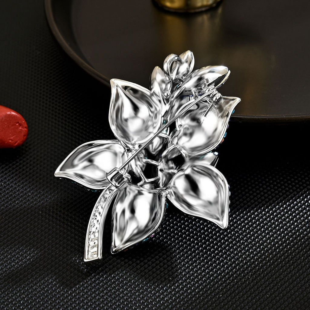 High-grade European and American light luxury heavy industry bouquet brooch crystal colored diamond zircon elegant fashion flower brooch accessories wholesale
