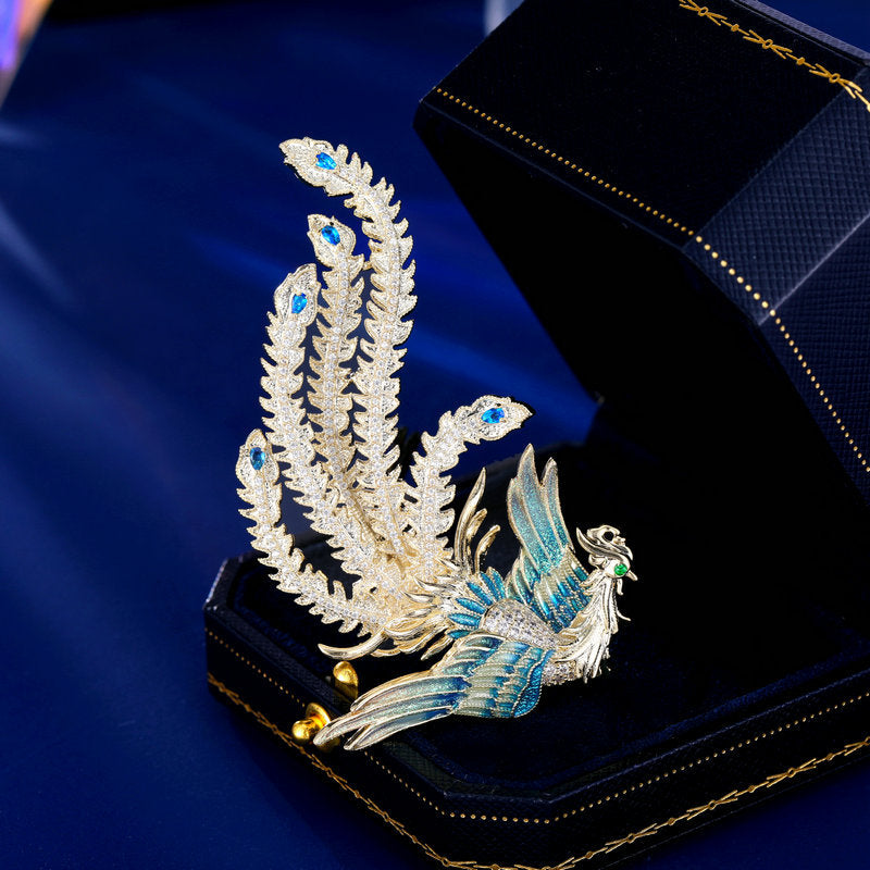 Vintage Chinese style dress cheongsam accessories corsage women's autumn and winter coat coat decoration luxury high-end phoenix brooch