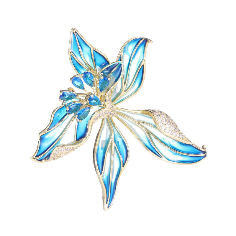 High-end women's exquisite corsage niche design sense pin suit coat decoration French iris brooch