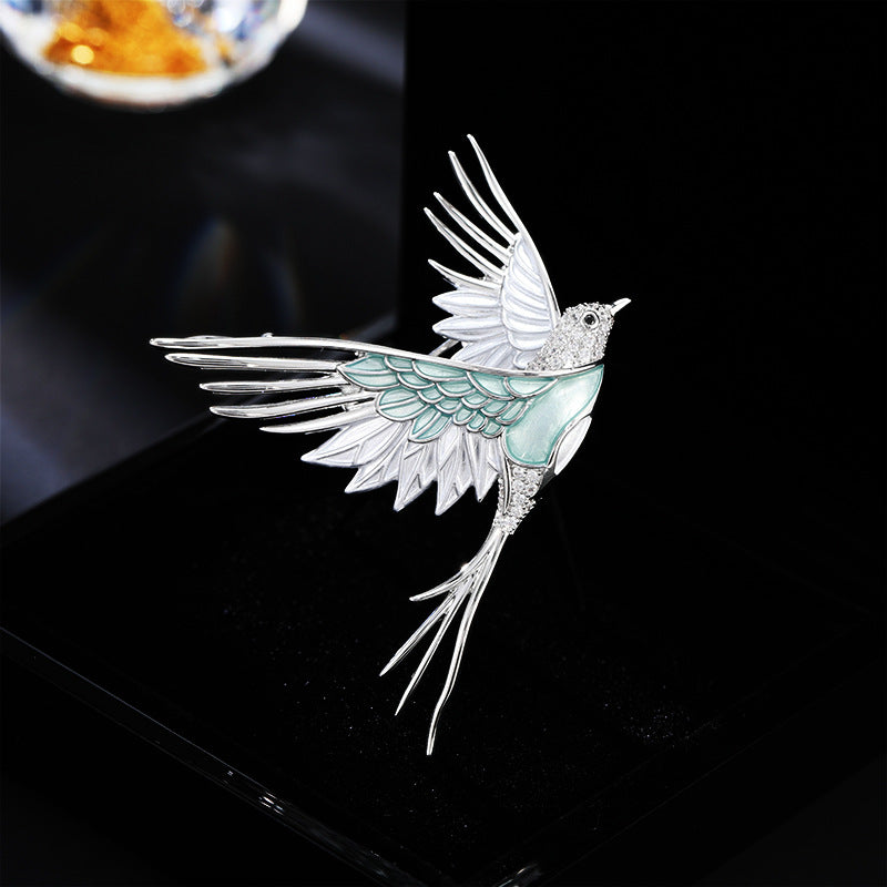 National style enamel brooch painted bird high-end exquisite pin buckle niche design coat versatile pin women