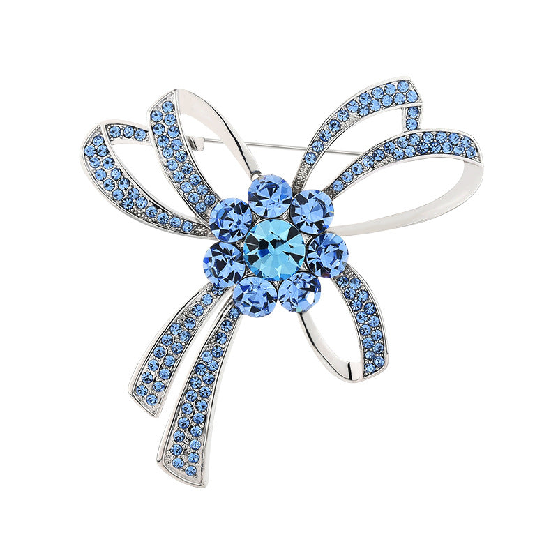 Austrian crystal brooch simple and versatile corsage pin buckle needle with jewelry bow brooch