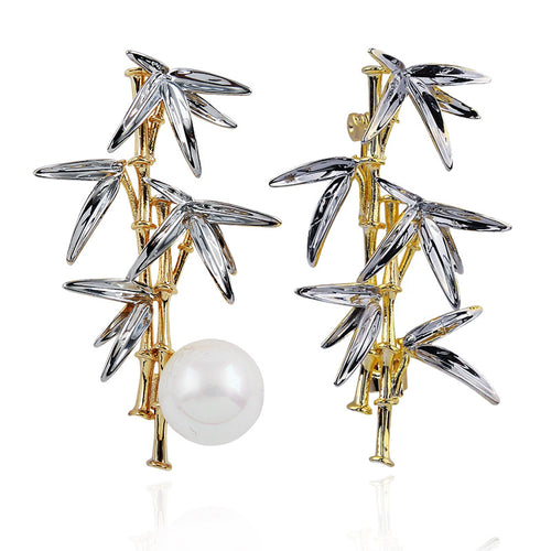 Chinese style bamboo brooch women's high-end sense men's two-color real gold electroplating high-end brooch pin niche accessories