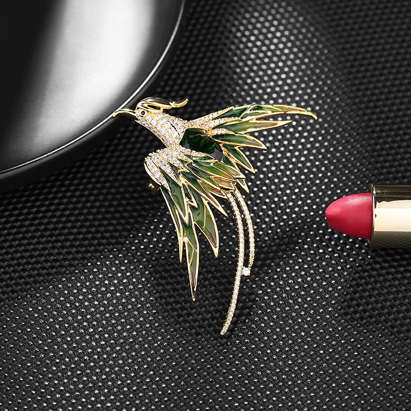 Light luxury high-end Chinese style phoenix brooch women's elegant temperament coat corsage accessories 2022 autumn and winter new clothing