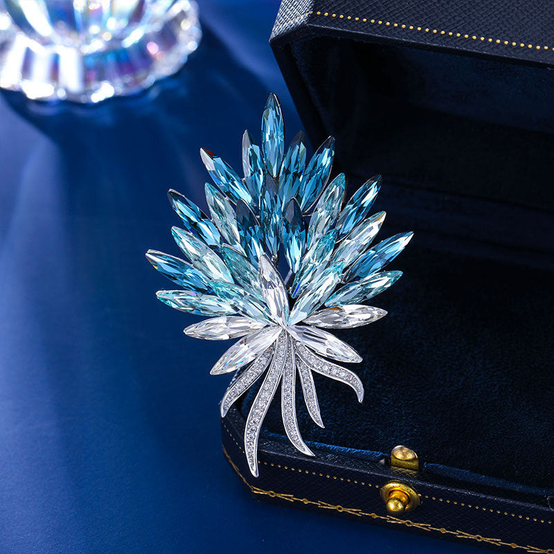 Luxury high-end wheat ear crystal brooch high-end elegance gradual change color snowflake pin gift commemorative coat corsage