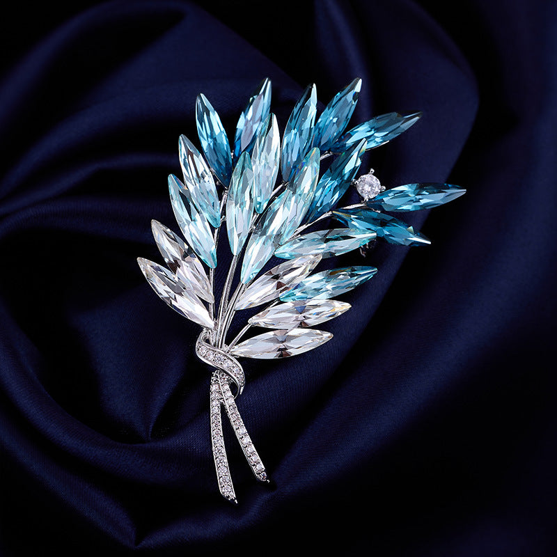 High sense light luxury jewelry crystal bouquet wheat ear brooch temperament luxury exquisite coat jacket accessories corsage