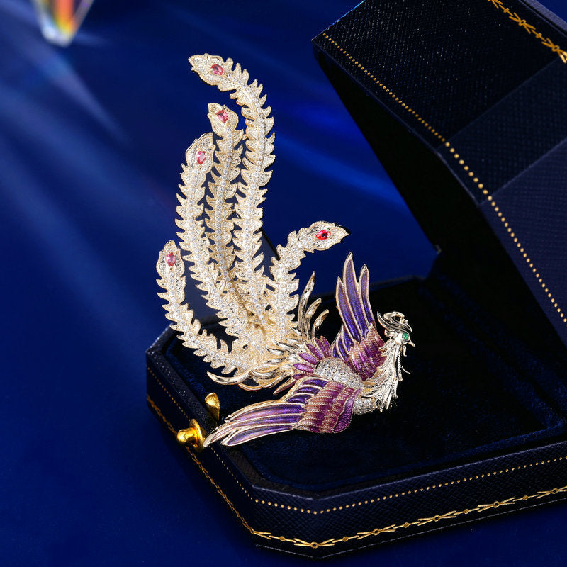 Vintage Chinese style dress cheongsam accessories corsage women's autumn and winter coat coat decoration luxury high-end phoenix brooch