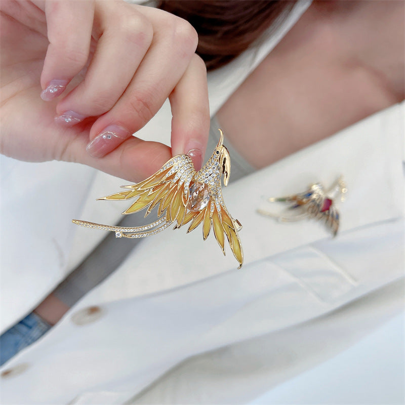 Light luxury high-end Chinese style phoenix brooch women's elegant temperament coat corsage accessories 2022 autumn and winter new clothing