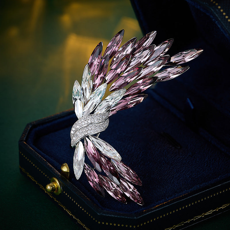 Luxury high-end wheat ear crystal brooch high-end elegance gradual change color snowflake pin gift commemorative coat corsage