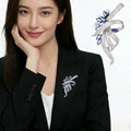 Vintage Blue Crystal Floral Brooch Pin for Women – Elegant Dress & Coat Accessory